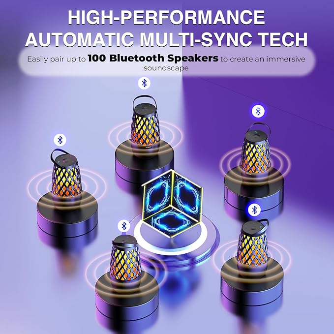 IXTECH Outdoor Bluetooth Speakers, Waterproof Portable Bluetooth Speaker Wireless with Lights, Outdoor Gifts for Dads Mom, Multi-Sync Wireless Connection, Lantern Speakers Mountable, 2 Pack