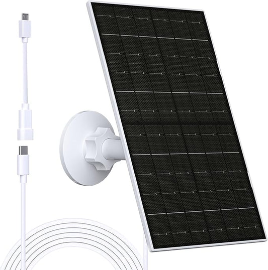 Zivif 7W Solar Panel Compatible with EufyCam, Solar Charger with USB-C & Micro USB Port for 5V Outdoor Rechargeable Battery Camera, IP65 Waterproof, 360° Adjustable Mount