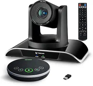TONGVEO All-in-One Conference Room Video Camera System Al Auto-Tracking HD1080P 60fps 3X Optical Zoom USB3.0 HDMI PTZ Camera and Bluetooth Conference Speakerphone with Microphones