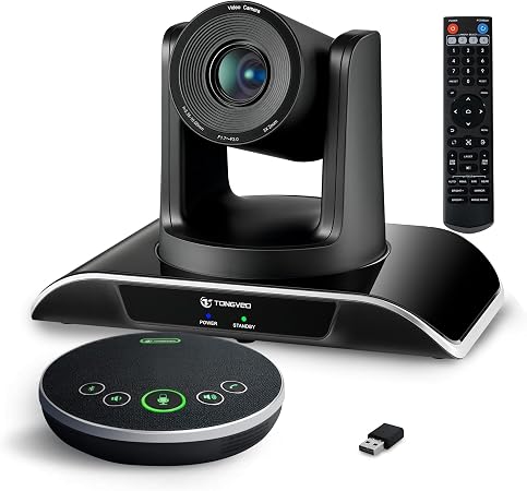 TONGVEO All-in-One Conference Room Video Camera System Al Auto-Tracking HD1080P 60fps 3X Optical Zoom USB3.0 HDMI PTZ Camera and Bluetooth Conference Speakerphone with Microphones