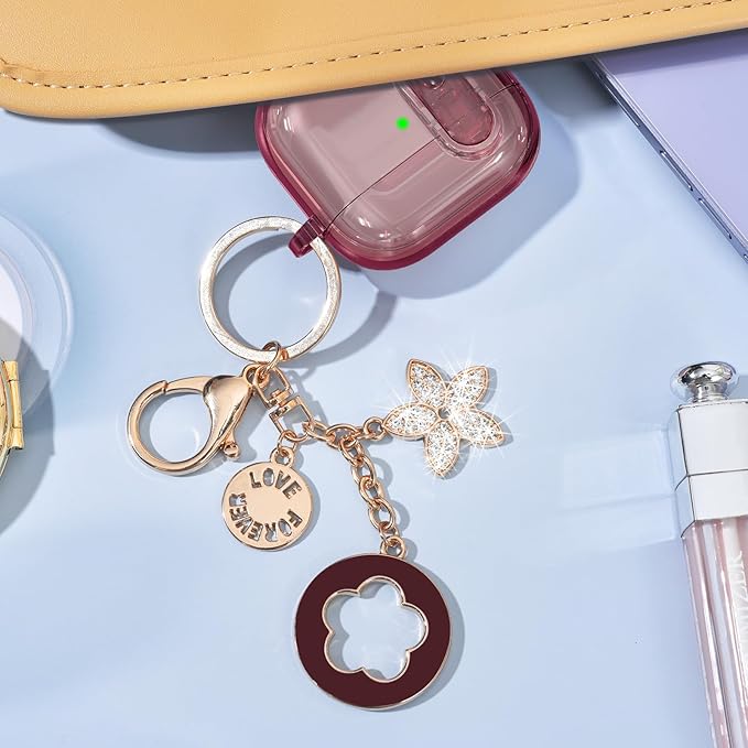 (with Safety Lock) Clear Case Compatible with Cute Apple Airpods 4 Cases 2024 Women, VISOOM Soft TPU Transparency Air pods 4 Gen Case iPods 4 Earbuds Case Girl Bling Keychain for Airpod iPod 4th Gen
