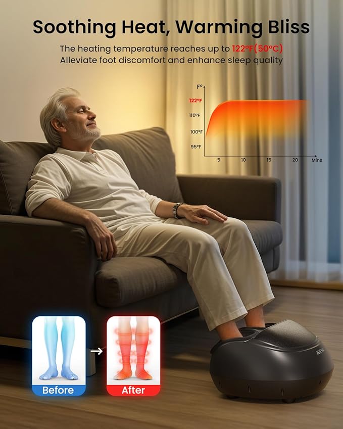 RENPHO Foot Massager Machine with Heat [2026 Upgraded], Shiatsu Foot Massager for Plantar Fasciitis, Christmas Gifts for Women, Cordless Control, FSA Eligible HSA Store Eligible, Up to Size 13, BK