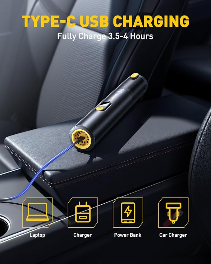 AUXITO Car Vacuum Portable Cordless 14000Pa Suction, Handheld Vacuum Blow & Suction 2 in 1, Small Vacuum Cleaner Hand Held Vacuum for Car, Home, Pet, Office, Ideal Gifts for Men & Women (Black)