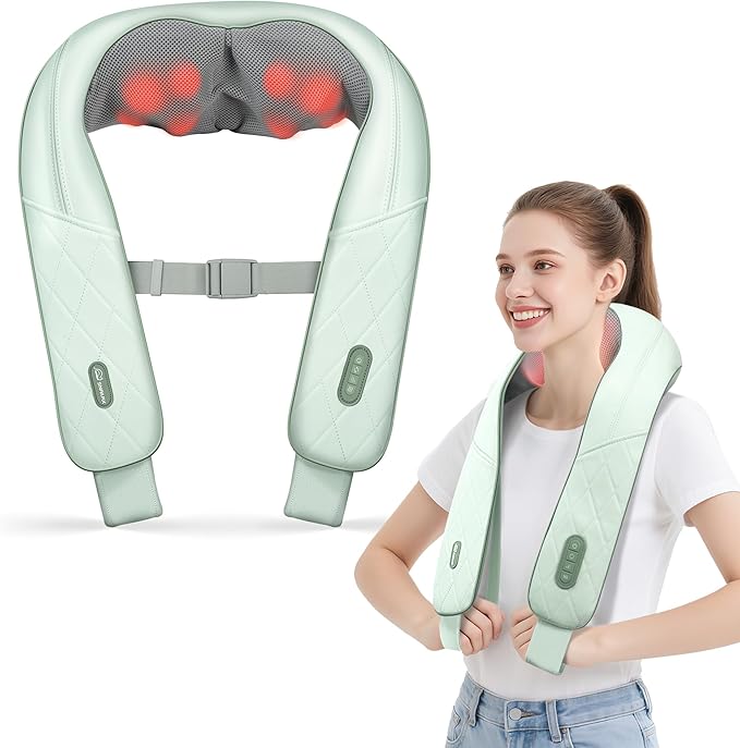 Snailax Cordless Neck Massager for Pain Relief Deep Tissue, Shiatsu Neck Back Massager Rechargeable Portable Kneading Shoulder Massage for Body Muscle Pain Relief, Gifts for Mom Dad Lovers