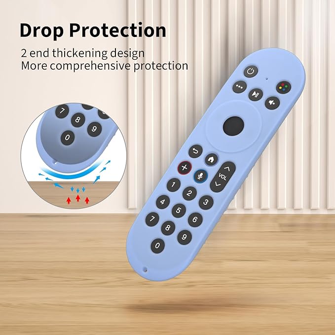 Hi Color Silicone Cover for XR100 Xfinity Xumo Stream Box Remote Cover Xumo Streaming Box Remote Case Shockproof Anti-Slip Silicone Sleeve with Lanyard (Glow Blue)