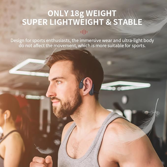 Open Ear Wireless Sports Headphones, Bluetooth 5.0 Waterproof Sweatproof Headset with Mic for Sport Jogging Running Driving Cycling Hiking Indoor and Outdoor Use