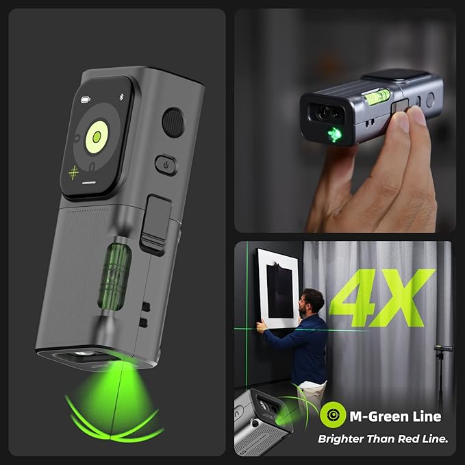 HOZO M-Cube Laser Measuring Tool Adaptor 03 Bilateral Laser+,328ft/100m Modular Dual Laser Distance Meter with Bluetooth App and M-Green Cross Line, Ideal for Surveying,Construction, DIY Projects