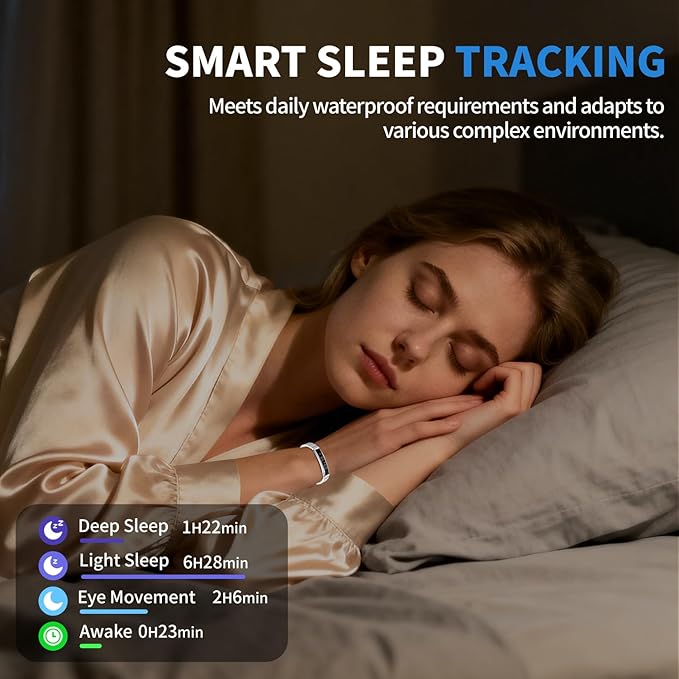 Lightweight Smart Bracelet for Women Men, Step Tracker Watch Wristband With 24/7 Heart Rate Sleep Monitor, 12 Sport Modes Fitness Trackers, Waterproof Health Band Fits Android IOS (Black+Black)