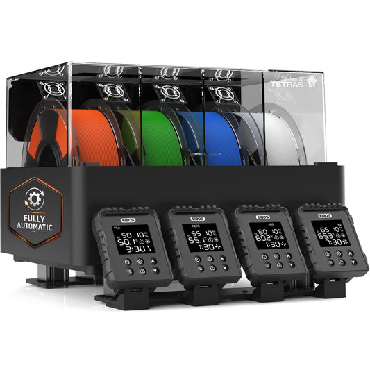 【EIBOS Official】 3D Printer Filament Dryer Tetras, AMS Heater Upgrade for Bambu Lab AMS, Dry While Printing, 4-Spool Independent Chambers, Auto-Venting, Storage Box, Power-Saving, for Nylon, PLA, PETG