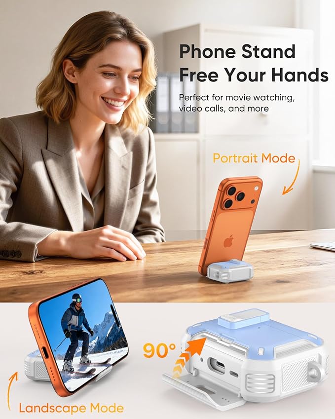 MoKo for AirPods Pro 3 Case with Lock 2025 - Compatible with MagSafe, Phone Stand & Auto Pop-up for AirPods Pro 3rd Generation Case, Military-Grade Protective Cover with Cleaner Kit, Light Blue+White