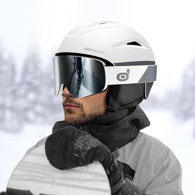 Odoland Ski Helmet, Snowboard Helmet with Ski Goggles for Adults and Youth, Audio Compatible, Shockproof, Windproof, Safety Snow Sports Helmet and Protective Glasses for Men Women