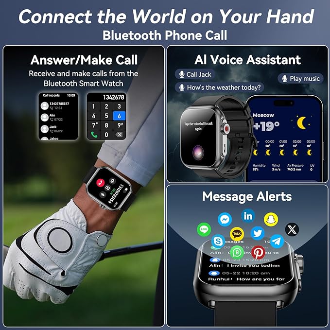 Smart Watch for Men Women, 1000mAh Battery 100-Day Standby Time, 1.85" HD Screen Fitness Tracker, 110+ Sport Modes, IP68 Waterproof, Heart Rate/Sleep Monitor, Fitness Watch for Android/iOS (Black)
