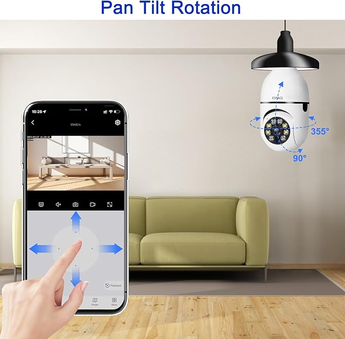 Light Bulb Security Camera,WiFi 5G 2.4GHz WiFi E27 360 Degree Light Socket Camera, Wireless with Motion Tracking Alarm, Color Night Vision,Two-Way Audio