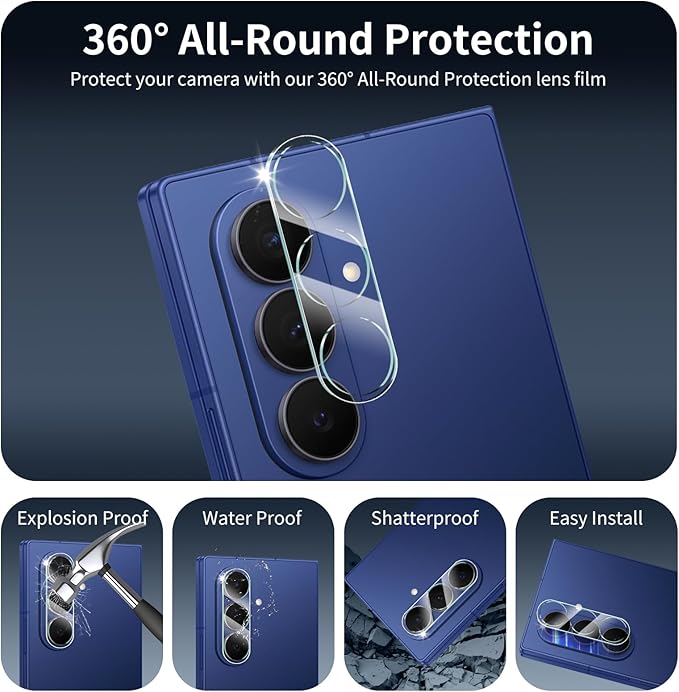 Privacy Screen & Camera Lens Protector for Samsung Galaxy Z Fold7, Double Shatterproof Anti-Spy Tempered Glass, Private Black Protection, 9H Hardness Anti-Scratch Case-Friendly, 3 Pack Each