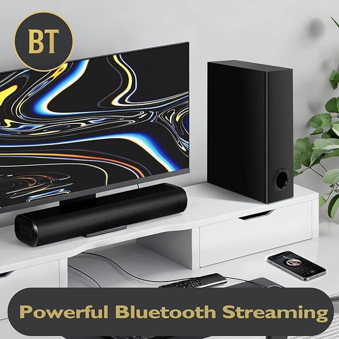 LEMEGA Edge X Boost 2.1 Soundbar with Subwoofer - 100W Total Power, HDMI ARC, Optical, AUX, USB, Bluetooth Streaming, Long‑Throw Subwoofer, Wall‑Mountable Home Cinema for TV