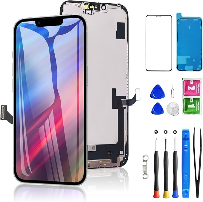 for iPhone 14 Plus Screen Replacement 6.7 Inch, 3D Touch LCD Display for A2886, A2632, A2885, A2888, A2887, with Repair Tools Kit+Waterproof Frame Sticker+Tempered Glass