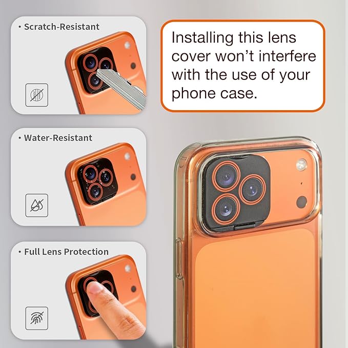 Phone Camera Lens Cover 2-Pack, Compatible with iPhone 17 Pro/17 Pro Max,UV-Printed Privacy,Camera Lens Protector to Protect Privacy,Security Protector with Strong Adhesive,Black