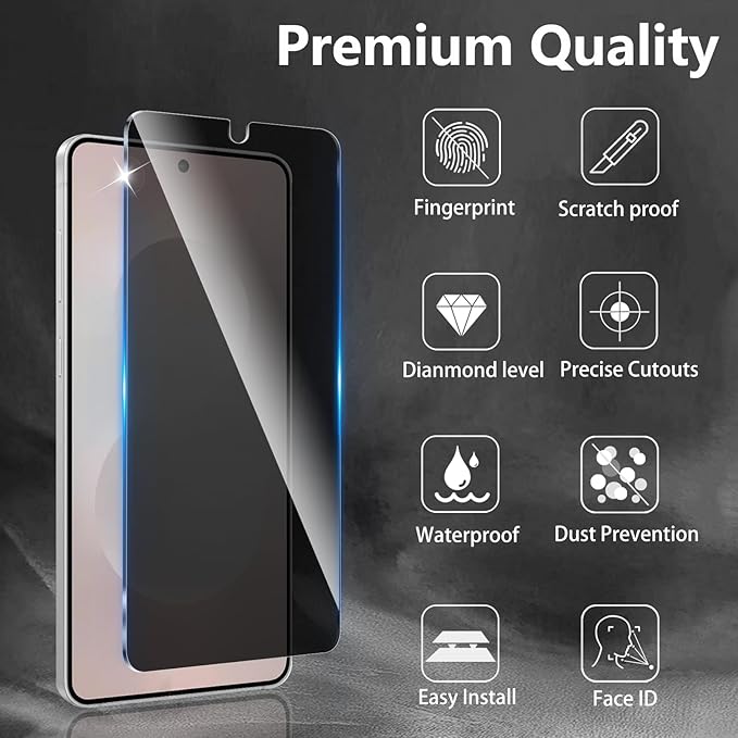 3 Pack Privacy Screen Protector Designed for Samsung Galaxy S25 Edge,Full Coverage Anti-Spy Tempered Glass Film,9H Hardness,Anti-Fingerprint,Bubble Free,Easy to Install
