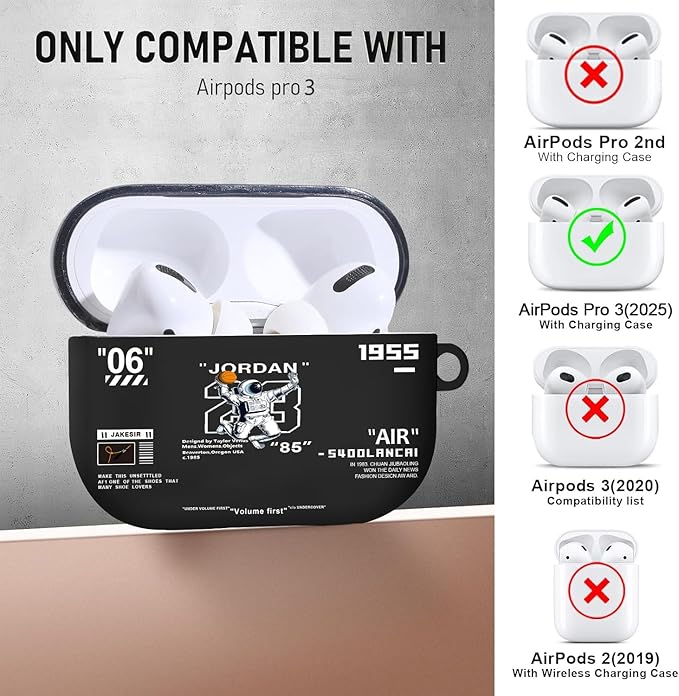 Compatible Airpods Pro 3 Case(2025),Cool Design Shoe Print Soft Silicone Protective Cases for Apple AirPods Pro 3rd Generation Case,Airpod Pro 3 Cover with Lanyard & Keychain for Men/Boy