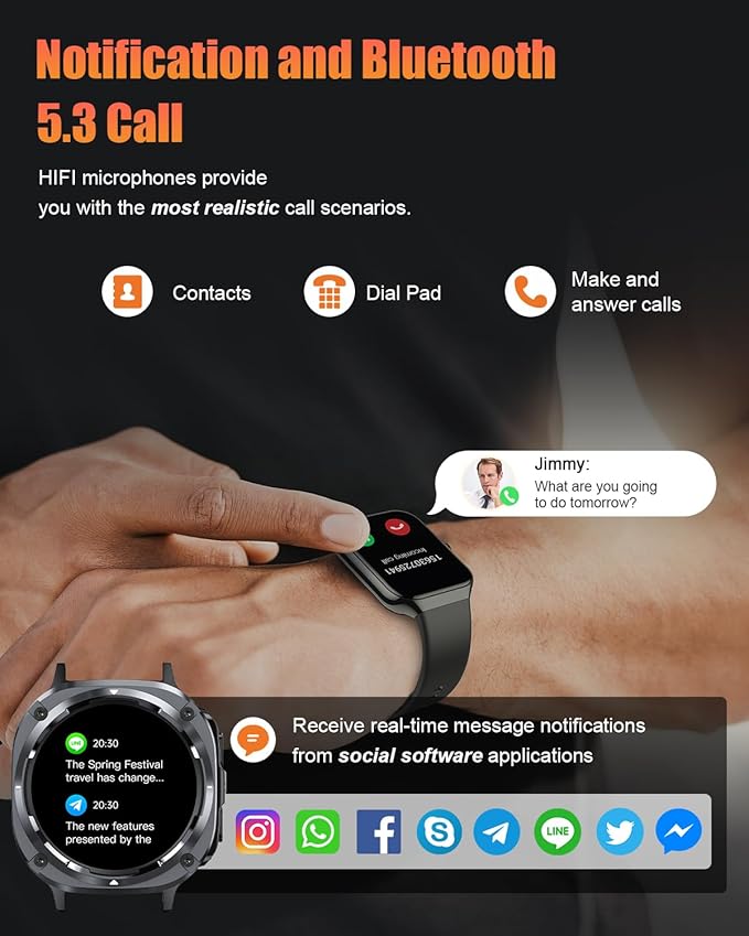 Military Smart Watches for Men(Answer/Make Calls), 1.39" HD Fitness Watch, 24/7 Heart Rate Sleep Monitor, Smart Watch for Men,114+ Sport Modes, IP68 Waterproof Smartwatch for Android iOS, 30Day, Black