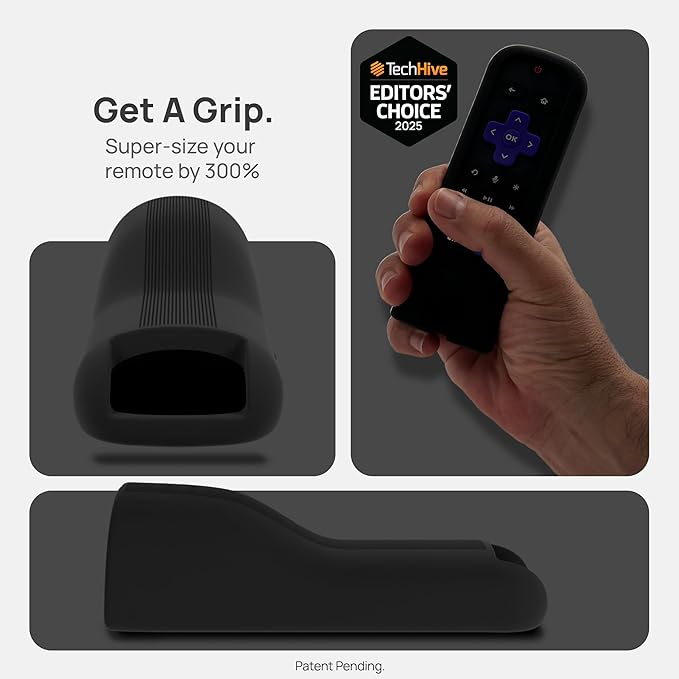 GripStand™ Roku Voice Remote Cover: Stand Up Design, Enhanced Grip, Silicone Case: Fits TV Streaming Stick Plus 2025 4K/HD/HDR, Compatible with AirTag and TileMate, 2 Pack Black + Red by 73&Sunny
