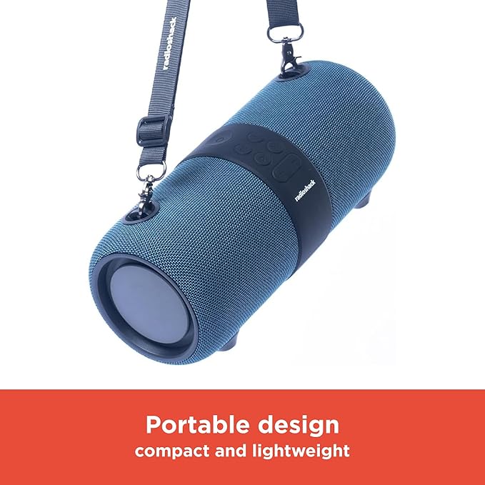 RadioShack IPX6 Waterproof Bluetooth Speaker with RGB Light and Mic, Blue, 14W