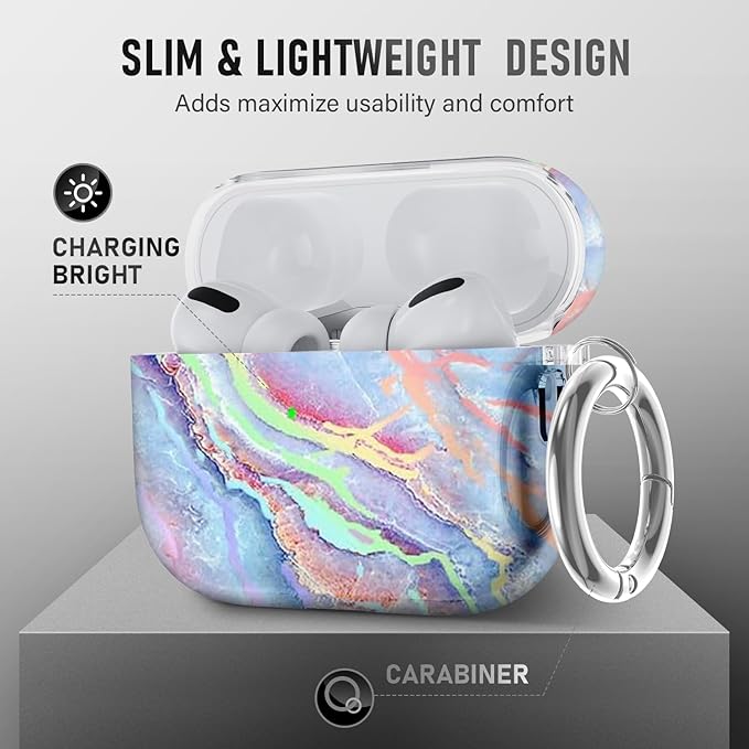 for AirPods Pro 3 Case (2025) with Cleaner Kit, Cute Soft Silicone Cover Compatible AirPods Pro 3rd Genera case with Keychain for Women Men with Keychain for Airpod Pro case(2025) Colorful Marble