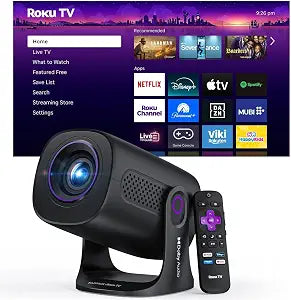 HAPPRUN Roku TV Smart Mini Projector with WiFi and Bluetooth for Portable
