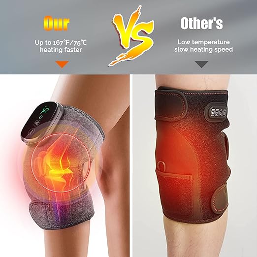Heated Knee Massager Shoulder Heating Pads Elbow Brace 3 in 1 with Vibration, Cordless Rechargeable Heating Knee Warmers Wrap for Shoulder Elbow Knee Stress Relief