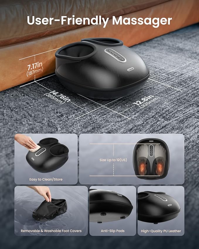 RENPHO Foot Massager with Heat, [2026 Upgraded] Birthday Christmas Gifts for Women Men Elderly, FSA Eligible Shiatsu Foot Massager for Plantar Fasciitis, Deep-Kneading, Air Squeezing Feet Massager