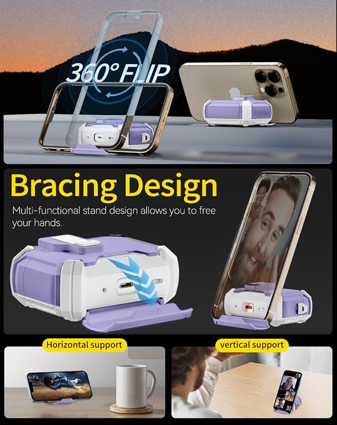 Compatible with AirPods Pro 2nd/1st Case,Magnetic Automatic Lock with Phone Stand & Cleaning Kit,Compatible with Magsafe Cover -s-Purple