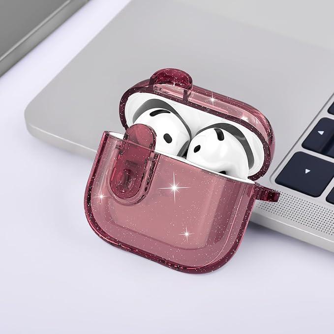 (with Safety Lock) VISOOM 2025 Clear Cases for Airpods iPods 4 Case Cover Women, Bling Airpod iPod 4 Case Soft 4th Gen Air Pods iPods Cases with Keychain for Apple Headphones Airpods4 Generation