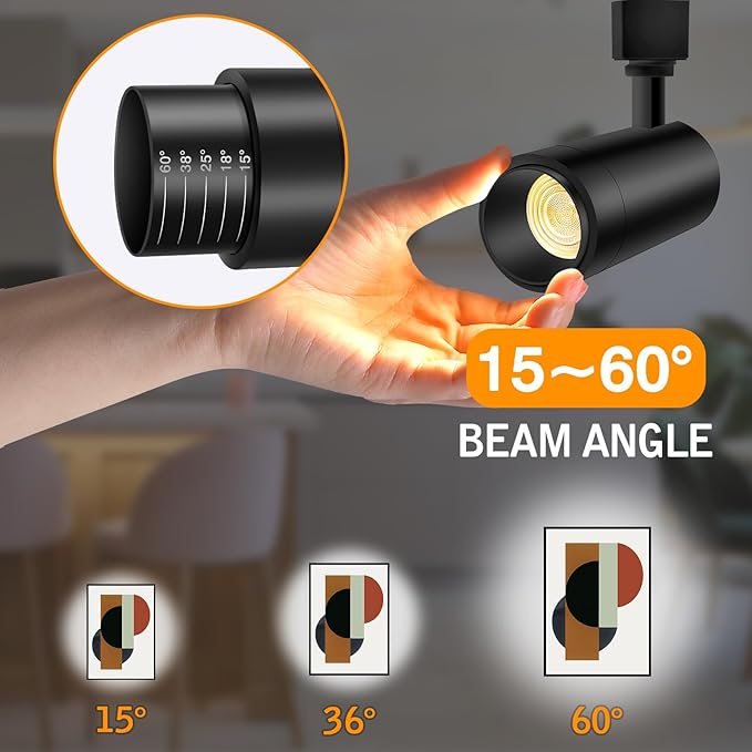 【2025 Upgraded】9-CCT 12W Zoomable LED Track Light Heads Dimmable with Remote H Track Lighting Bright Ceiling Spotlights 2700K/3000K/3500K/4000K/5000K/6000K,15°/18°/25°/38°/60° 1100lm Black 8 Pack