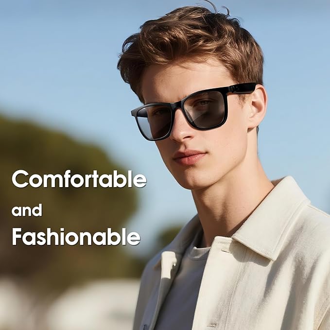 Smart Glasses for Men & Women, 2-in-1 Blue Light & Magnetic UV400 Sunglasses, Bluetooth 5.4 Glasses with Open-Ear Audio, Voice Assistant for Outdoor & Office