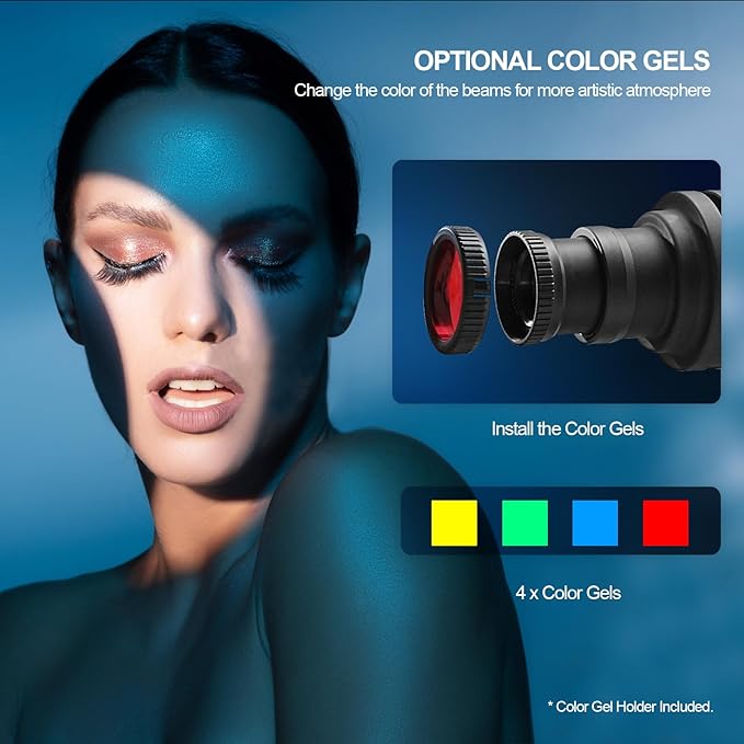 WELLMAKING S-80LED Bowens Mount Optical Snoot Designed Exclusively for LED Lights, 90% Brighter Output with 38° Adjustable Focus Lens, Delivering Sharp and Crisp iamge for Photography, Studio Video