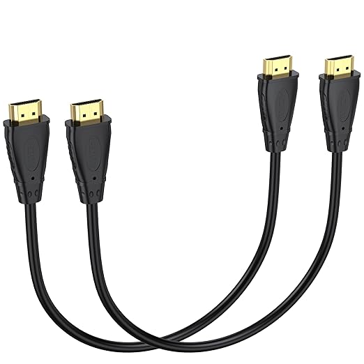 4K Short HDMI Cable 1 Foot, 2-Pack, High Speed HDMI 2.0 Cable Supports ARC & CL3 Rated for Laptop, Soundbar, Monitor, PS5, PS4, Xbox One, Fire TV, etc