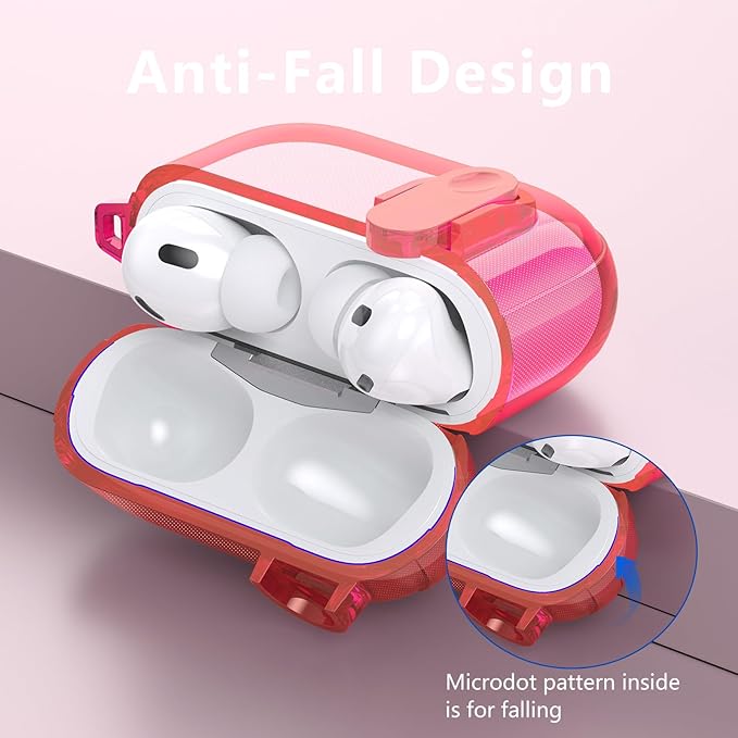(with Lock) Clear Case Compatible for Cute Apple Airpods Pro 1/2 Cases Women, VISOOM TPU Transparency Air pods Pro 1st 2nd Generation Earbuds Rose Red Case Bling Keychain for Airpod iPod Pro2/1