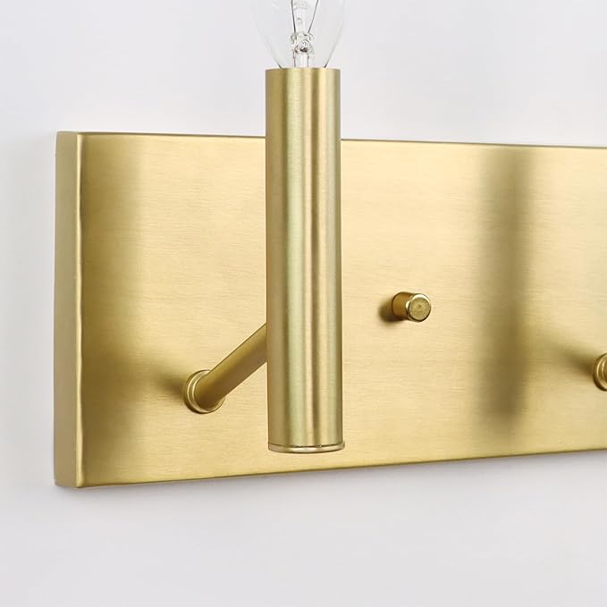 Kalium Bathroom Light Vanity Fixtures Over Mirror, 3-Lights Modern Brushed Gold Wall Sconces, Minimalist Wall Lights for Livingroom Bedroom Entryway Hallway Staircase, E12 Base(Bulbs Not Included)
