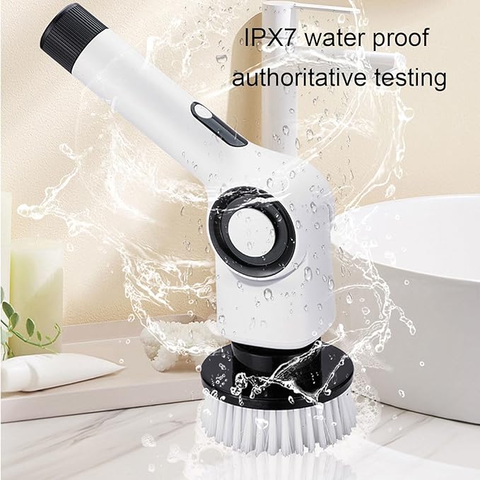 Dpofirs Electric Spin Scrubber, Cordless Cleaning Brush, Bathroom Shower Scrubber with Long Handle Adjustable, Power Cleaner with 8 Brush Heads, 3 Speeds