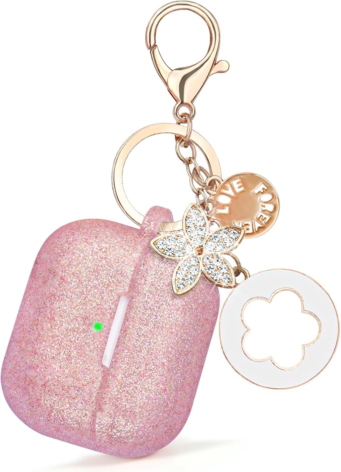 Case for Apple Airpods 4 - VISOOM Airpods 4 Cases 2024 Cover Women Anti-Drop Silicone iPods 4 Earbuds Wireless Accessorie Charging Cases Girl Bling Keychain for Airpod iPods 4th Generation
