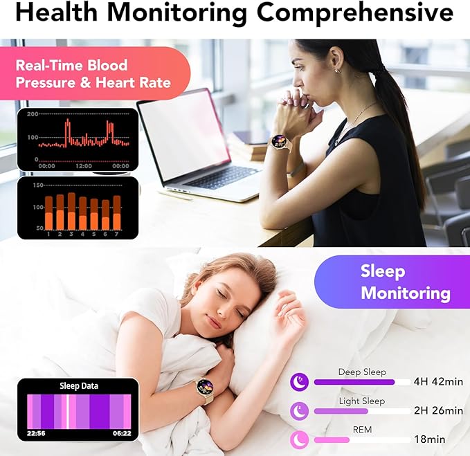 Smart Watches for Women, 1.39" HD Health Fitness Tracker with Bluetooth Calling (Answer/Make Calls), 120+ Sports Modes, Timer, IP68 Waterproof Watch for Android/iPhone