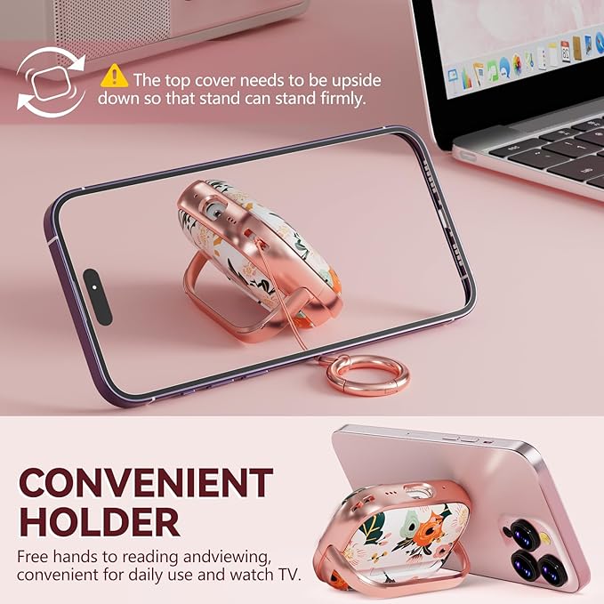 Inesore for AirPods Pro 3 Case 2025 with Lock, for Women Girly Floral Cute Case Compatible with Apple Airpods Pro 3rd Generation Cover, with Phone Stand,Keychain & Cleaner Kit -White Peony
