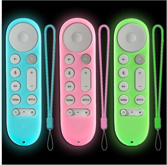 3Pack Gavyqier Protective Case for Google TV Streamer 4K Voice Search Remote 2024 Chromecast 4K Cover Glow in The Dark