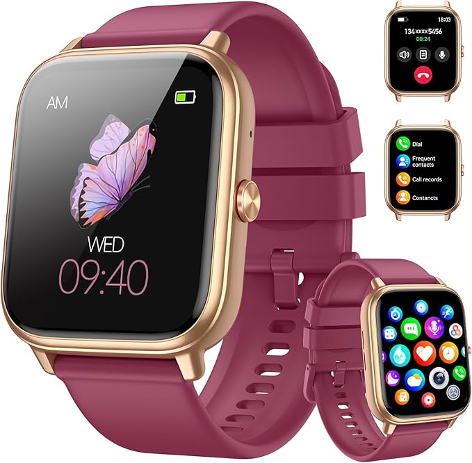 Smart Watch for Men Women, Fitness Tracker (Answer/Make Call), 1000 mAh Battery, 120+ Sport Modes, Step Counter/Sleep Monitor Fitness Watch, Smartwatch for Android/iPhone (Wine Red)