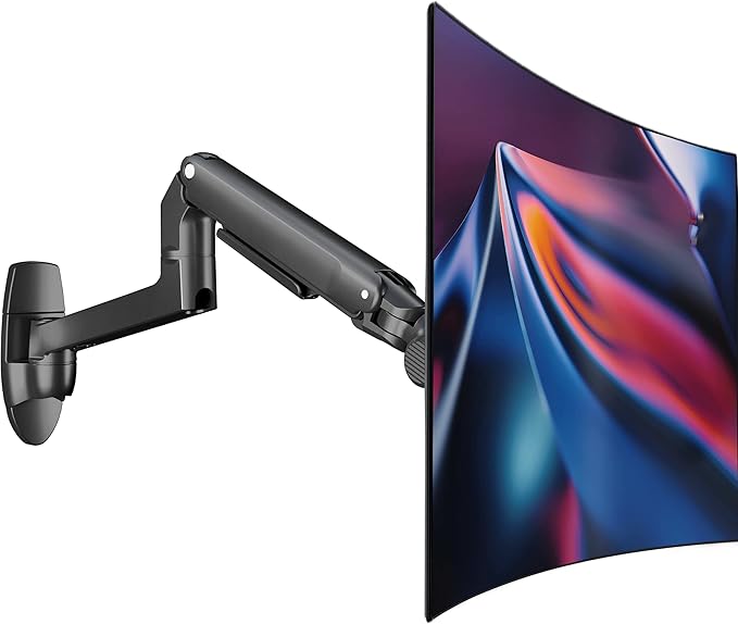 Monitor Wall Mount for Flat or Curved Screens up to 38" Within 25 lbs, Full Motion Adjustable Monitor Arm Wall Mount with Cable Management, VESA 75x75/100x100mm, Black