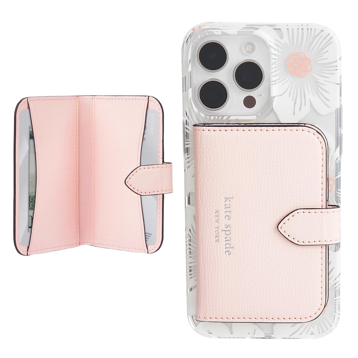 Magnetic Card Holder Wallet — Chalk Pink, Holds 4 Cards - Image 1