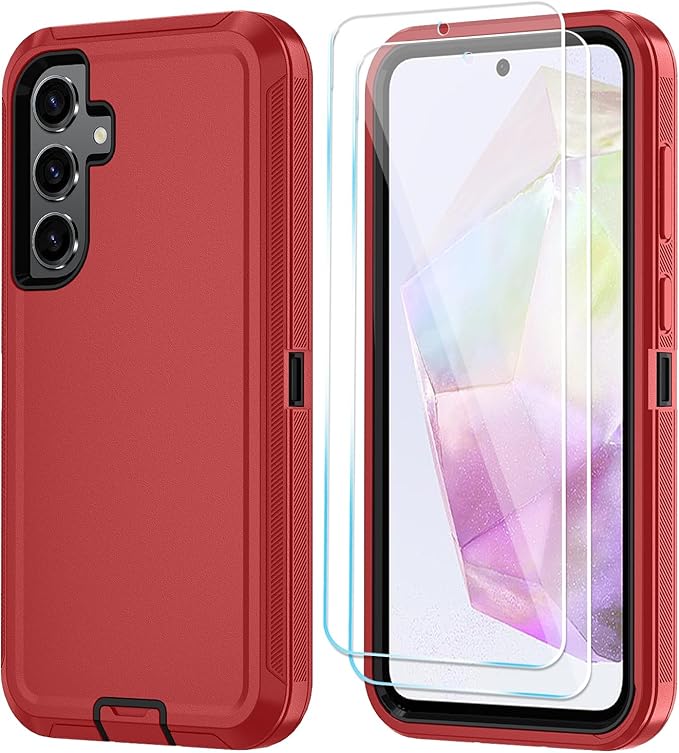 ONOLA Compatible with Samsung Galaxy S26+ / S26 Plus Case with HD Screen Protector [Not fit S26 / S26 Ultra], 3 in 1 Heavy Duty Phone Case for Galaxy S26 Plus 6.7",RedBlack