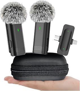 Wireless Lavalier Microphone for iPhone USB C Lav Mic for iPhone 17 16 Android Phone Microphone Video Recording TikTok Vlog Noise Canceling Clip On Microphones (Black, M6-2 in 1) - Image 1