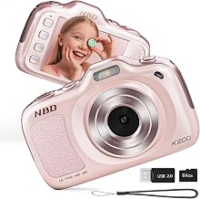 NBD 64MP Digital Cameras for Photography,4K Point and Shoot Camera,16X Zoom Compact Travel Cameras, Auto Focus Camera for Beginners Teens Kids and Lover Gift,Includes 64GB TF Card (Pink)