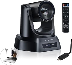 TONGVEO Wireless AI PTZ Camera with Auto-Tracking: Built-in 5.8GHz Receiver for Cable-Free Setup, 1080P 60fps 3X Zoom Conference Camera for Church Services, Online Classes & Hybrid Meetings - Image 1